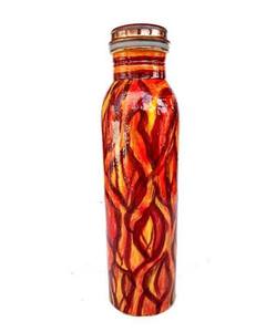 ขวดน้ำโลหะลายเปลวไฟทันสมัยพร้อมฝาปิด พกพาสะดวกสำหรับการเดินทาง - Product Image 1