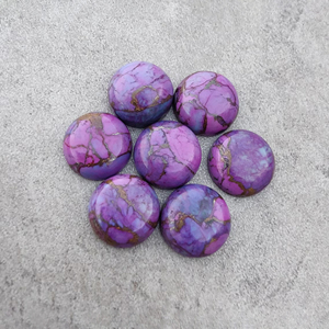 Cabochon rond plat en cuivre violet et turquoise, pierre précieuse polie et calibrée, pierre en vrac pour la fabrication de bijoux, toutes tailles disponibles - Product Image 5