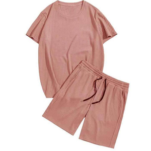 Conjunto de Dos Piezas Personalizado de Alta Calidad, Camiseta y Pantalones Cortos, Conjunto de Verano Informal, Transpirable, de Algodón, para Hombre - Product Image 3