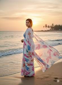 Colección de Sarees de Seda Estilo Celebridad con Trabajo Artesanal en Organza para Mujer, de Secado Rápido - Product Image 6