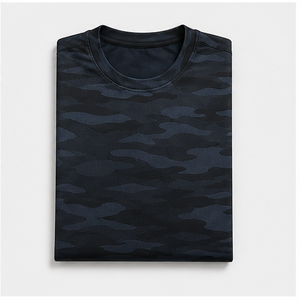 Camiseta de Manga Corta con Cuello Redondo para Hombre, Diseño de Camuflaje Personalizado Shadow Island en Negro Medianoche, MTS-CAMO-0018 - Product Image 5