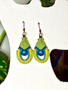 Pendientes de Candelabro de Cuarzo Tejidos a Mano con Macramé de Pavo Real Colorido, Joyería de Moda Boho Vintage para Fiesta, HARI OM CREATIONS - Product Image 5