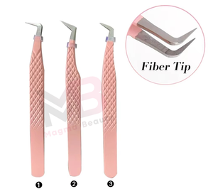 Pinzas de Acero Inoxidable con Punta de Fibra para Extensión de Pestañas, Pinzas con Agarre de Fibra, Pinzas con Logotipo Personalizado - Product Image 3