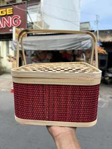 Traditional Woven Bamboo Suitcase Basket | Versatile Gift Presentation <b>Box</b> for Mid-Autumn & Lunar New Year Bamboo basket <b>box</b> - Product Image 1