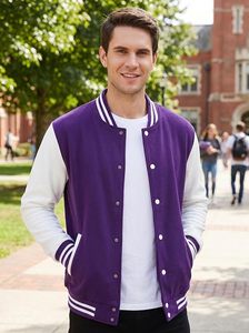 <b>Men</b> Purple <b>White</b> Varsity <b>Jacket</b> Unisex Letterman Varsity <b>Jacket</b> Premium Casual Style Classic Baseball Varsity <b>Jacket</b> - Product Image 2