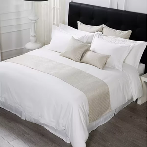 Ensemble de literie moderne en coton blanc uni 3 pièces 400TC, ensemble de couette lavable pour usage domestique - Product Image 1