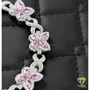 Stylish Classic Butterfly Link Tennis <b>Bracelet</b> Pink Gemstones Lab Grown Diamonds Rose Gold 925 Sterling Silver Iced <b>Infinity</b> - Product Image 5