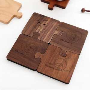 Custom Wooden Square Coaster Engraved With Names And Floral Design Cute Reusable <b>Table</b> Pad For Home <b>Kitchen</b> Decor - Product Image 6