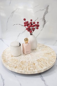 Plateau tournant Lazy Susan à double niveau de style vintage fait main pour le rangement des épices, aux couleurs magnifiques - Product Image 6