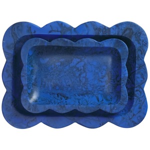 Plateau rectangulaire moderne en résine bleue, motif poli, compatible lave-vaisselle, multifonction, design contemporain pour table - Product Image 4