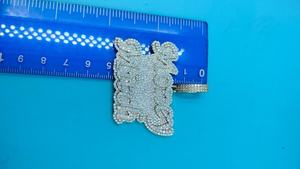 Pendentif personnalisé avec nom, serti de diamants, plaqué argent rhodié, en moissanite, style hip-hop lourd - Product Image 5