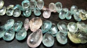 Collier de perles facettées en aquamarine naturelle multicolore, forme poire, 8 pouces de long - Product Image 3
