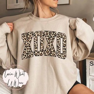 Custom Text OEM <b>Mock</b> <b>Neck</b> Sweatshirt Leopard Print Patch Embroidery Greek Clothing - Product Image 3
