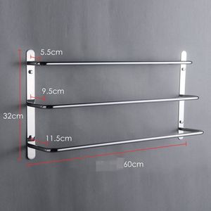 Portasciugamani a 3 livelli sfalsati in acciaio inossidabile 304 lucidato a mano, accessorio multifunzionale da parete per bagno - Product Image 3