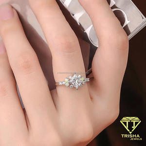 Luxury Princess Cut Moissanite <b>Diamond</b> <b>Ring</b> In 925 Sterling Silver With Pavé Side Stones Elegant Engagement Jewelry For Women - Product Image 5