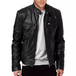 SASPORTS LEAGUE Winter Fashion Motorcycle PU Leather Regular Jacket Men Slim Fit <b>Waterproof</b> <b>Warm</b> Black Zipper Closure Stand - Product Image 1