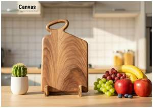 Tabla de Cortar Rectangular de Madera Rústica con Acabado Liso, Apta para Lavavajillas y No Tóxica - Product Image 3