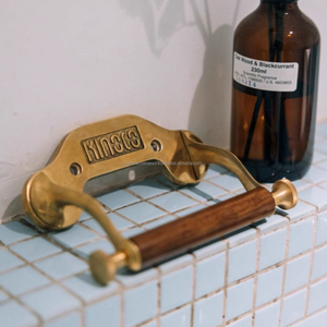 Porte-papier toilette en laiton poli vintage, art populaire, étagère de rangement pour la salle de bain, pour la maison et le bureau - Product Image 3