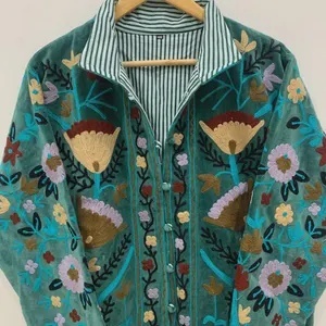 Best Selling Suzani Embroidery Jacket Women Cropped Floral Hippie <b>Coat</b> Warm Winter Outerwear Factory Price Wholesale - Product Image 2