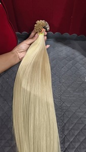 Extensiones de Cabello Indio Pre-Adheridas con Punta Plana 2026, Doble Trama, Cabello Humano Virgen Remy Natural Decolorado - Product Image 4