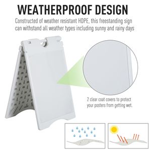Insegna a sandwich 22x28 a forma di A, resistente alle intemperie, in PVC bianco e metallo, per uso interno ed esterno, cornice impermeabile per poster - Product Image 5