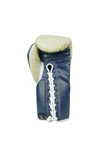 No Boxing No Life Gants bleus et crème en cuir à lacets respirants pour entraînement et sparring adulte, design professionnel personnalisé avec logo - Product Image 5