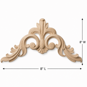 Applique décorative sculptée en bois massif de caoutchouc avec motif floral pour armoires de cuisine - Product Image 2