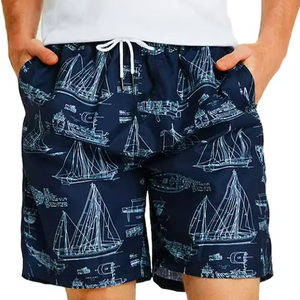 Pantalones cortos con cintura elástica estampada para hombre, ropa informal cómoda y elegante para el verano - Product Image 1