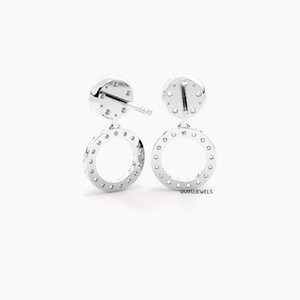 Boucles d'oreilles de luxe en or blanc et diamants, rondes, en forme de cluster, cercle ouvert, bijoux de mariage pour femmes, or 10K, 14K, 18K, argent 925 ou 935 - Product Image 5