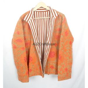 Veste en Cotrise brodée écologique A2ZCraftBazar pour femmes, séchage rapide, respirante, doublure en coton, manches longues, col mandarin, 800g - Product Image 1