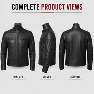 2026 New Arrival Custom <b>Men</b>’s Black <b>Leather</b> Biker <b>Jacket</b> Premium Quilted Shoulder Private Label OEM - Product Image 2