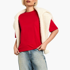 Plus Size Women's Red Crew Neck T-<b>Shirt</b> Short Sleeve 100% Cotton <b>Flame</b> Logo Print Loose Fit Casual Jersey Fabric All Seasons - Product Image 5