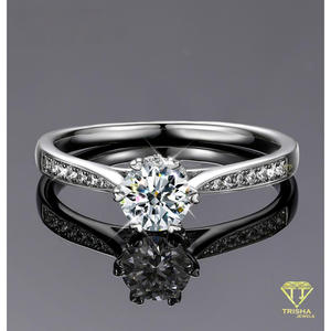 Premium Moissanite Diamond 925 Sterling <b>Silver</b> Engagement <b>Ring</b> With Round Center Stone And Double <b>Band</b> Design - Product Image 3