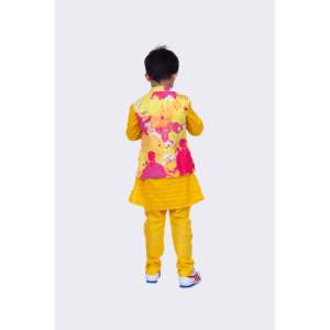 Ensemble Kurta-Pyjama-Jacke en coton imprimé intégral pour homme, multicolore, manches longues - Product Image 3