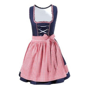 Combinaison Dirndl pour femmes, sans manches, avec dentelle, longueur genou, boutonnée devant, 100% coton respirant, costume de fête bavarois - Product Image 6
