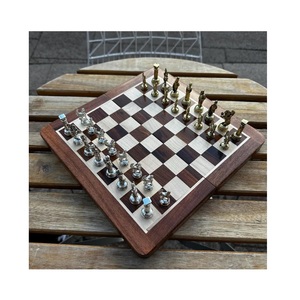 Vintage Metal <b>Chess</b> Set High Quality Wood Folding Board Luxury Brass Pieces <b>Table</b> Decor Board Game for Adult Gift <b>Chess</b> Set - Product Image 1