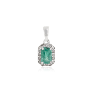 Delicate 925 Sterling Silver 100% Genuine <b>Emerald</b> & Diamond Fine Halo <b>Pendant</b> For Women's Jewelry Accessories - Product Image 1