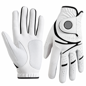 White Red <b>Golf</b> Glove Left Hand Breathable Sheepskin Hook Loop Closure - Product Image 5