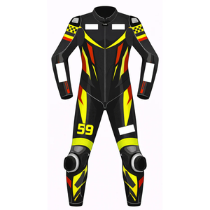 Traje de Carreras de Motocicleta Personalizado de Cuero Vacuno/Canguro para Hombre, Mono de Una Pieza para Día de Pista/Traje de Motociclista con Protector OEM CE - Product Image 1