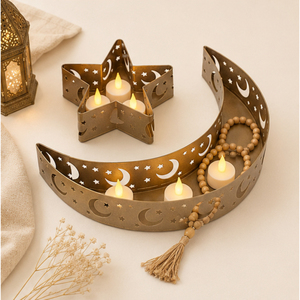 Wholesale Metal Ramadan <b>Tray</b> Set <b>Gold</b> Crescent Moon Star <b>Serving</b> Platter for Eid Mubarak Table Decoration Muslim Party Supplies - Product Image 6