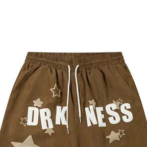 กางเกงขาสั้นผู้ชายพิมพ์ลายโลโก้ 3 มิติแบบพัฟฟ์ สไตล์ซัมเมอร์ซันเฟด ผ้าฝ้าย 100% แต่งดีเทลขาดๆ สำหรับผู้ชาย - Product Image 3