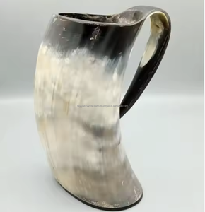 Tasses en corne de Viking sculptées à la main en corne d'animal véritable tasse de corne à boire nautique écologique polie d'Inde - Product Image 3