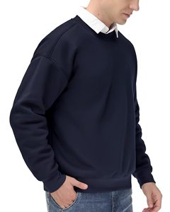 Sudadera Básica para Hombre, 100% Algodón, Corte Holgado, Felpa Suave, Cuello Redondo, para Invierno, Impresión Digital - Product Image 4