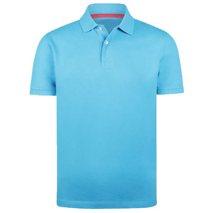 Polo pour homme de qualité supérieure, bleu clair, manches courtes, couleur unie, style décontracté, tricoté, coupe classique - Product Image 1