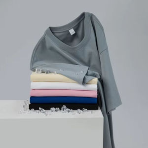 เสื้อยืดไซส์ใหญ่สีพื้นแบบหลวมรุ่นล่าสุดจากโรงงานโดยตรง สามารถสั่งทำได้ - Product Image 4