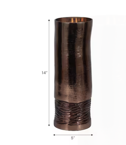 Decorative <b>Copper</b> Finish Round Aluminum Flower <b>Vase</b> Textured Handcrafted Dishwasher Safe Vessel for Kitchen Table Centerpiece - Product Image 4