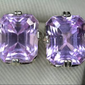 Certified Natural Kunzite Earrings Sterling <b>Silver</b> <b>Studs</b> Real Genuine Gemstone Jewelry Gift For Her Elegant Fine Jewelry - Product Image 1