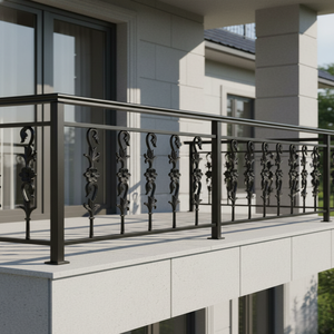 Modern European Flower Heavy Duty Cast Iron Frameless Baluster Black for Balcony Balcony Stair Railings Rust Resistant 5 Year... - Product Image 1