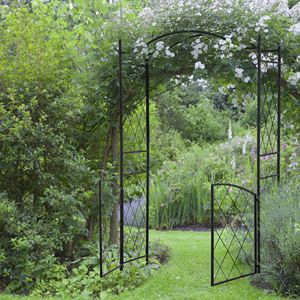 Arco da Giardino in Metallo Nero da 85 Piedi, Resistente all'Acqua, con Porte Bloccabili per Matrimoni - Product Image 2