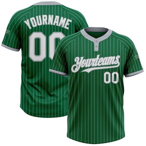 เสื้อเบสบอลลายทางสีเขียวแบบกำหนดเอง Yourteams 00 พิมพ์ลายแบบระเหิด โพลีเอสเตอร์ระบายอากาศได้ดี เสื้อแขนสั้นสำหรับผู้ใหญ่แบบยูนิเซ็กส์ - Product Image 1